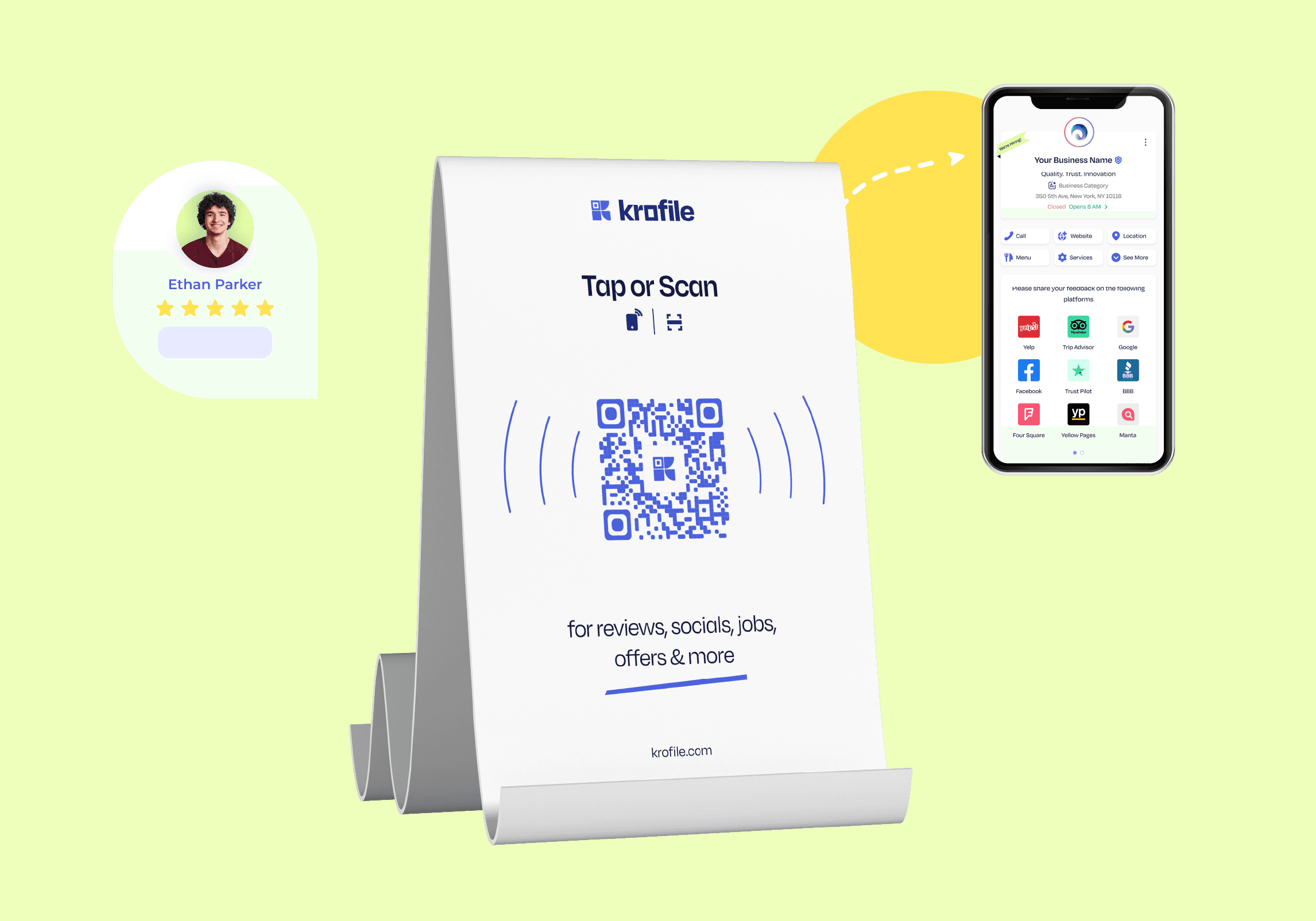 Collect Reviews with QR & NFC & get more reviews with krofile