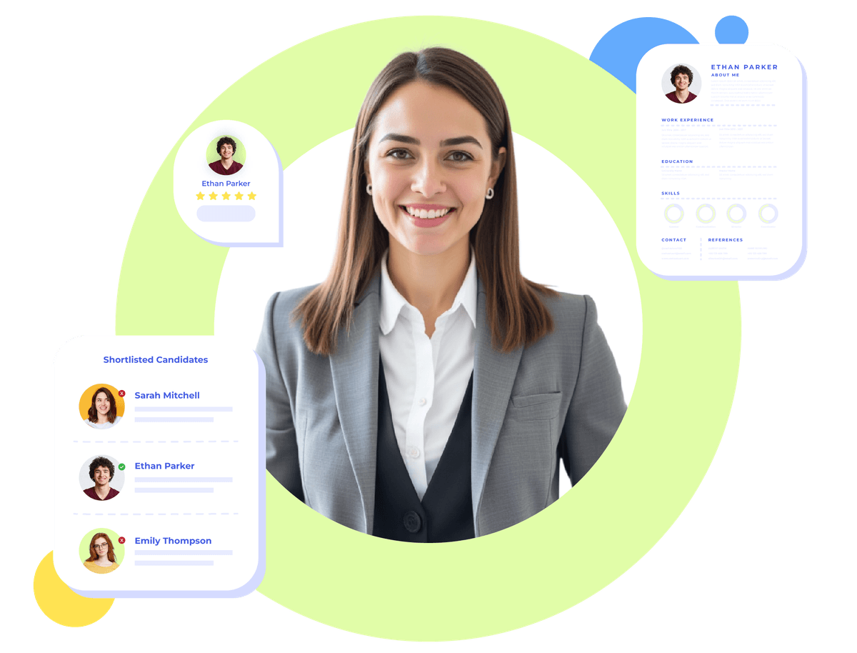 Krofile dashboard showing shortlisted candidates and resumes for simplified hiring.