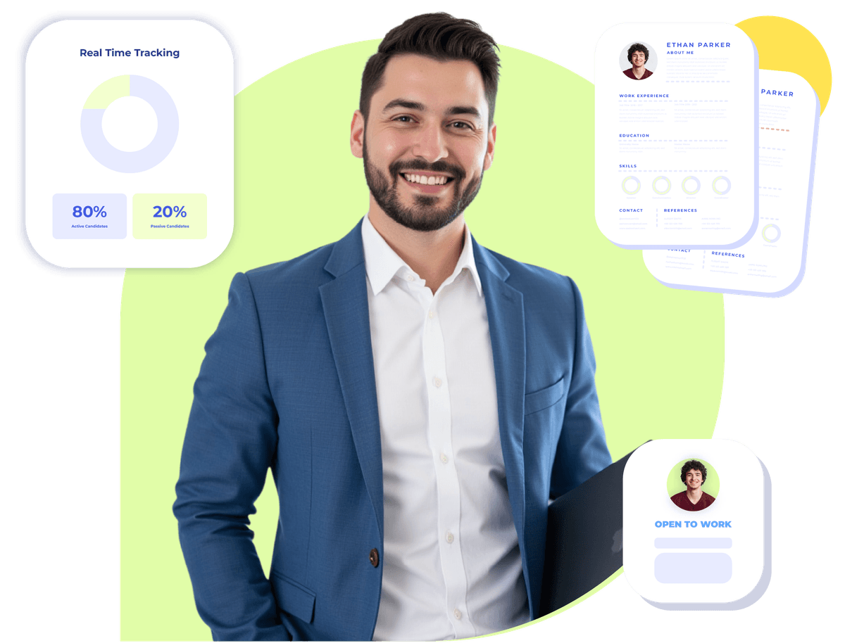 Man using Krofile’s real-time tracking to manage active and passive candidates.