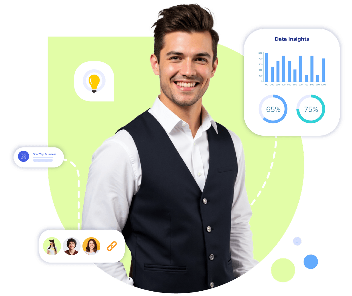 Restaurant’s manager with Krofile's profile showing data insights to refine service and drive guest engagement. 