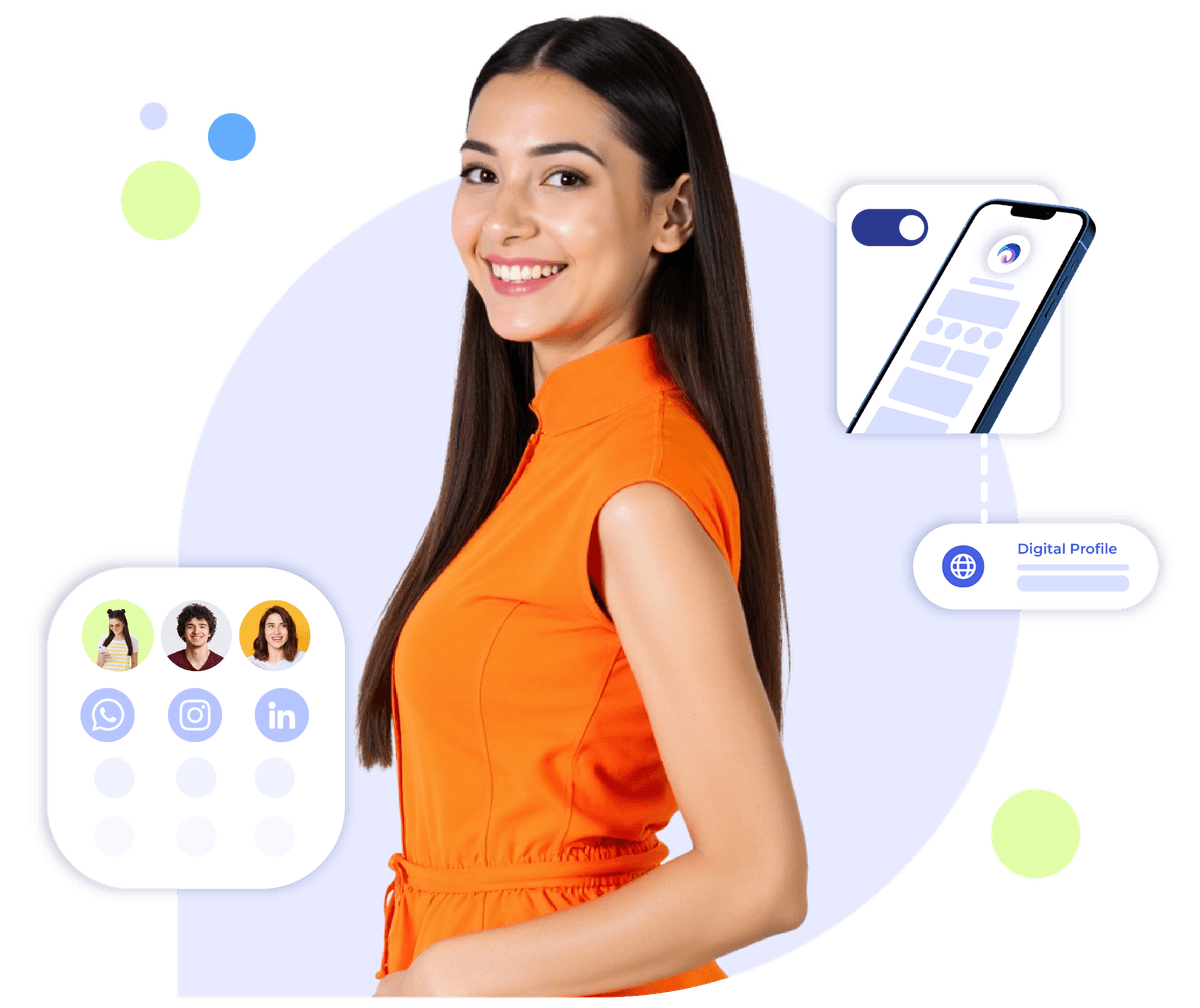 Smiling salon professional using a digital business profile to centralize services, team info, and promotions. 