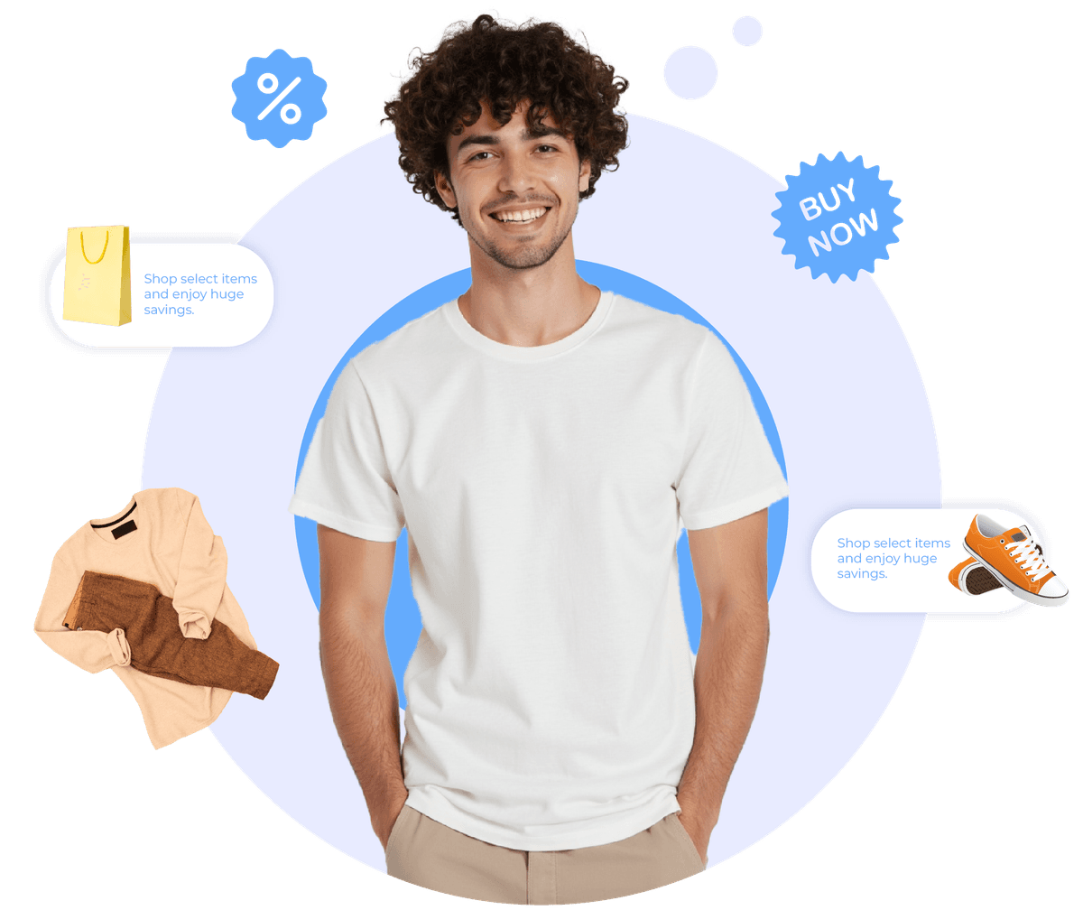 Smiling retail staff with digital business profile showcasing products, deals, and updates for marketing in retail. 