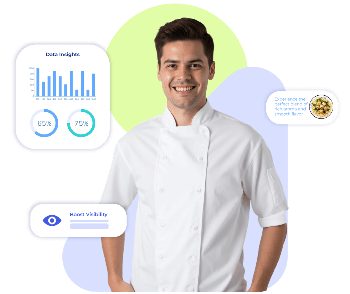Hospitality staff with data insights and feedback tools used for personalized marketing and guest engagement. 