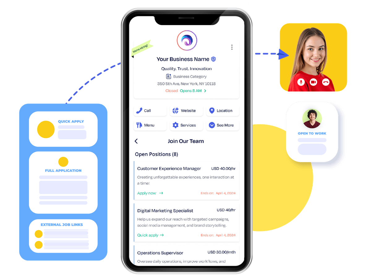 Custom hiring workflow in Krofile featuring application forms, screening tools, and profile insights.