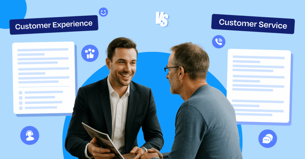 what is the difference between customer service and customer experience